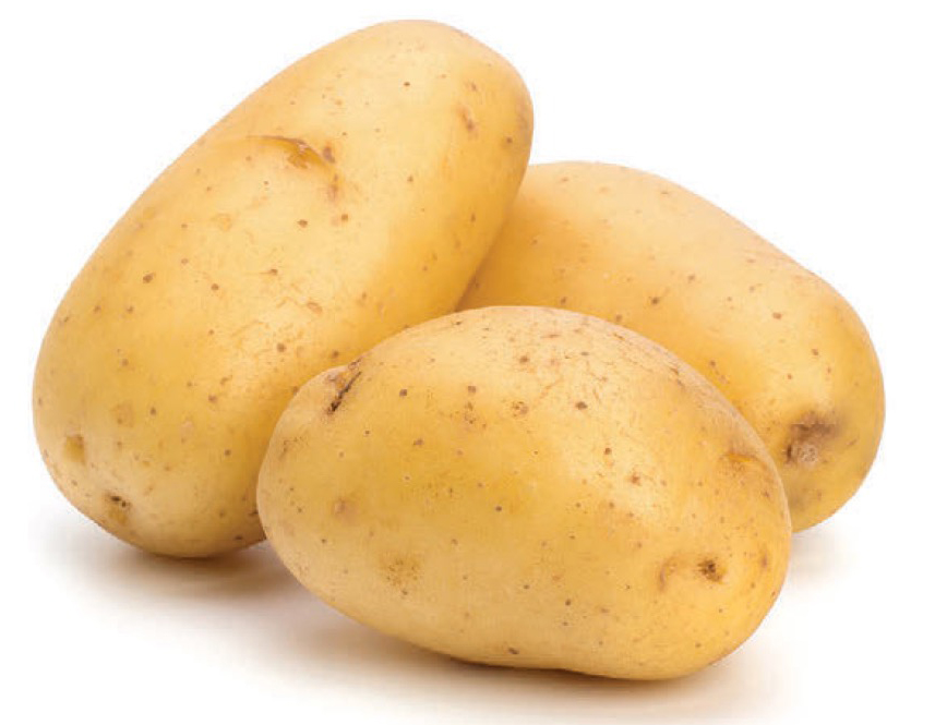 3 potatoes on a white table