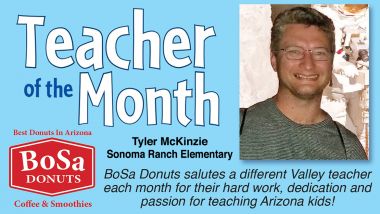 Teacher of the Month Tyler McKinzie from Sonoma Ranch Elementary