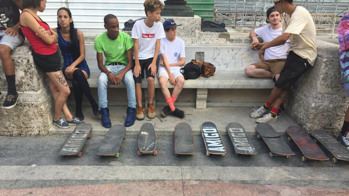 Cuba Skate connects US Skateboarding enthusiasts with Cuban skateboarders. Photo by Genêt Klasek